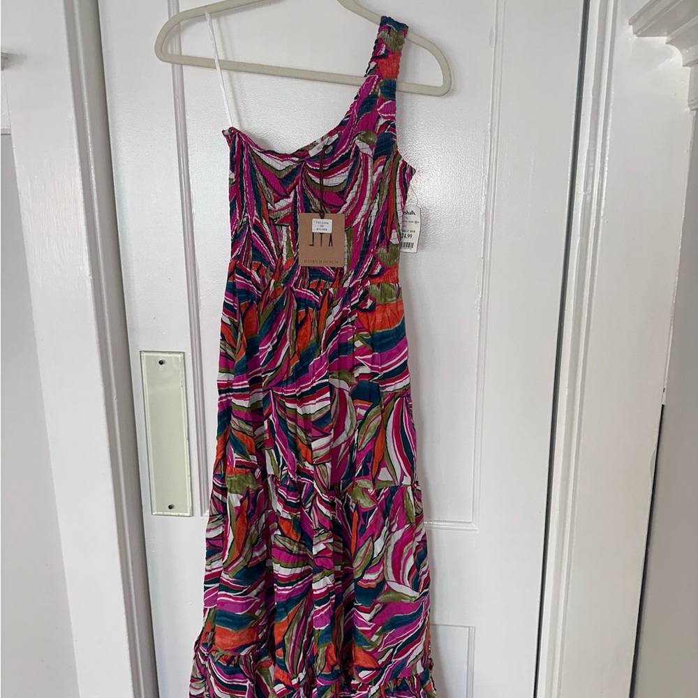 Vibrant Multicolor One-Shoulder Dress